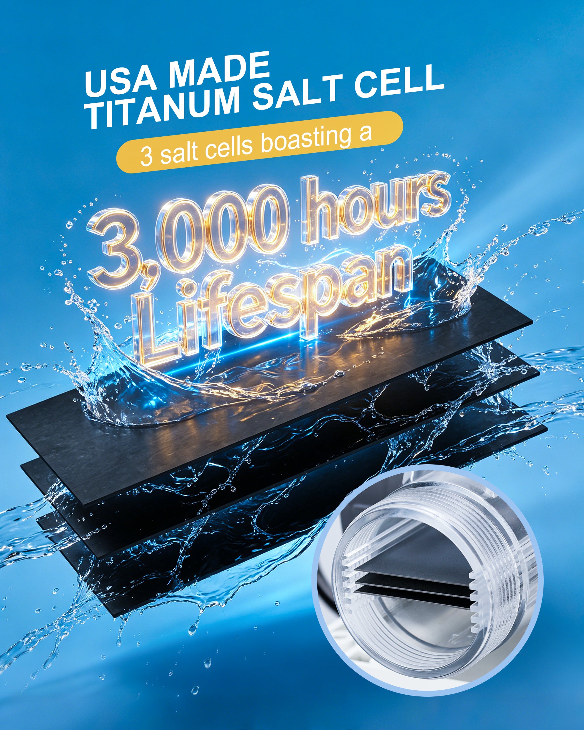 15,000 Gallons Westaho Salt Chlorine Generator with USA Titanium Cell & Waterproof Control Panel, for Above Ground Pools, Compatible with Intex Pool