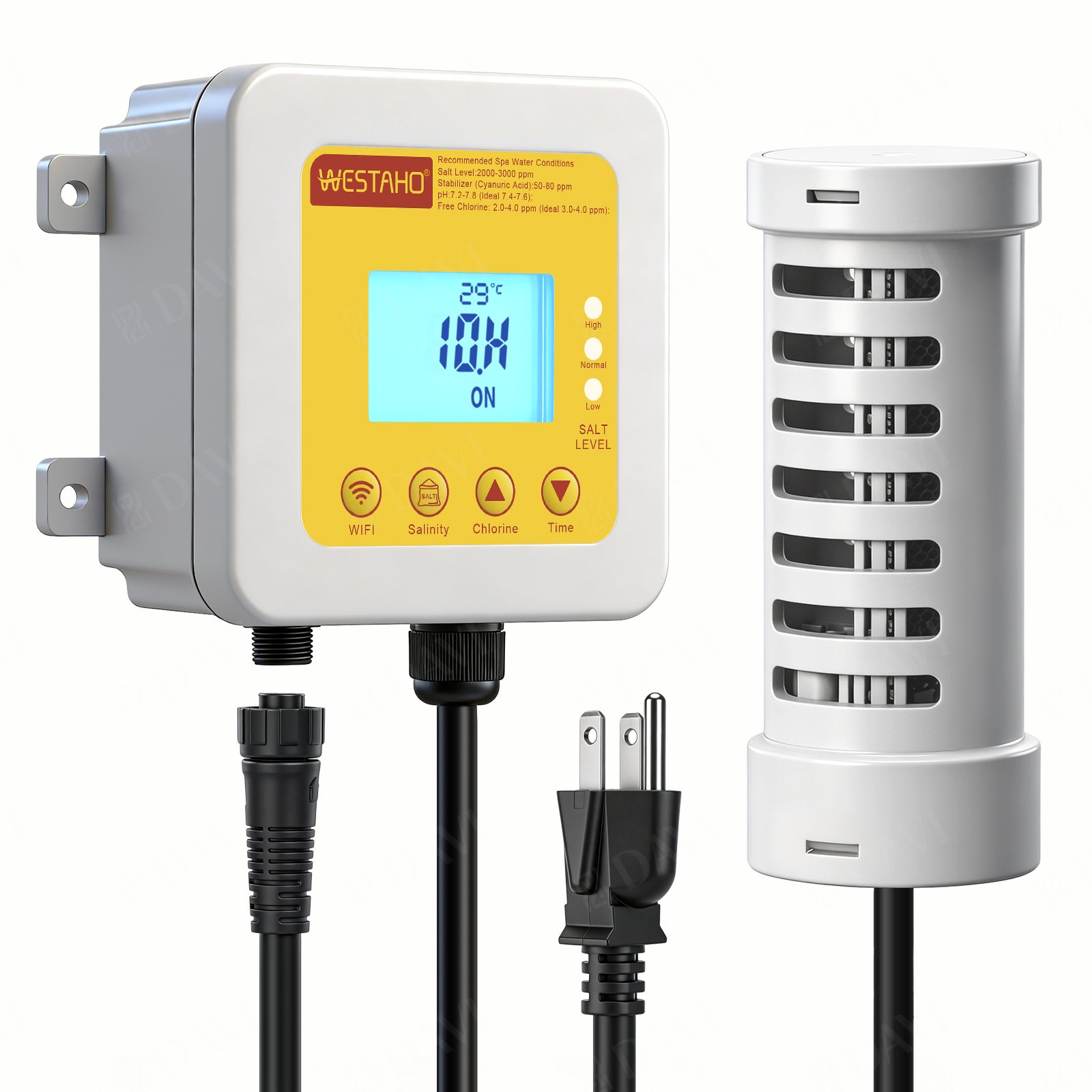 Salt Chlorine Generator, Westaho Hot Tub Salt Water Conversion Kit with USA Titanium Salt Cell, Designed for Hot Tubs & Swim Spas Up to 2200 Gallons, Chemical-Free