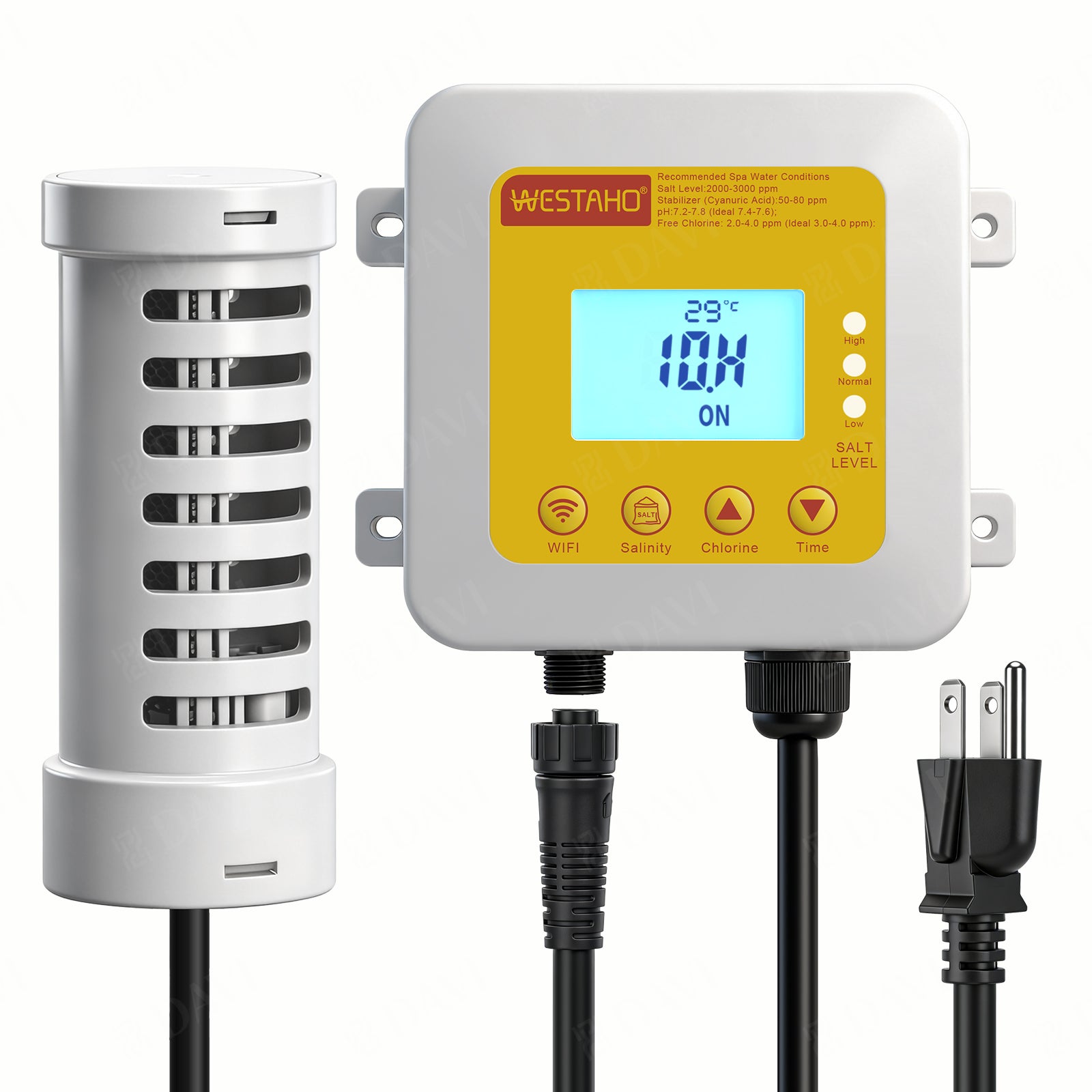 Salt Chlorine Generator, Westaho Hot Tub Salt Water Conversion Kit with USA Titanium Salt Cell, Designed for Hot Tubs & Swim Spas Up to 2200 Gallons, Chemical-Free