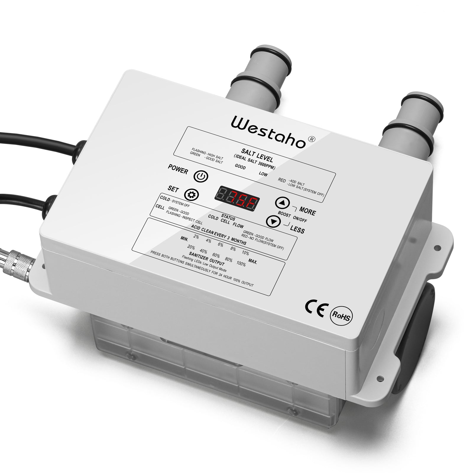 Salt Chlorine Generator, Westaho Salt Water Pool Chlorinator System with USA-Made Titanium Cells, for Above Ground Pools Up to 15,000 Gallons