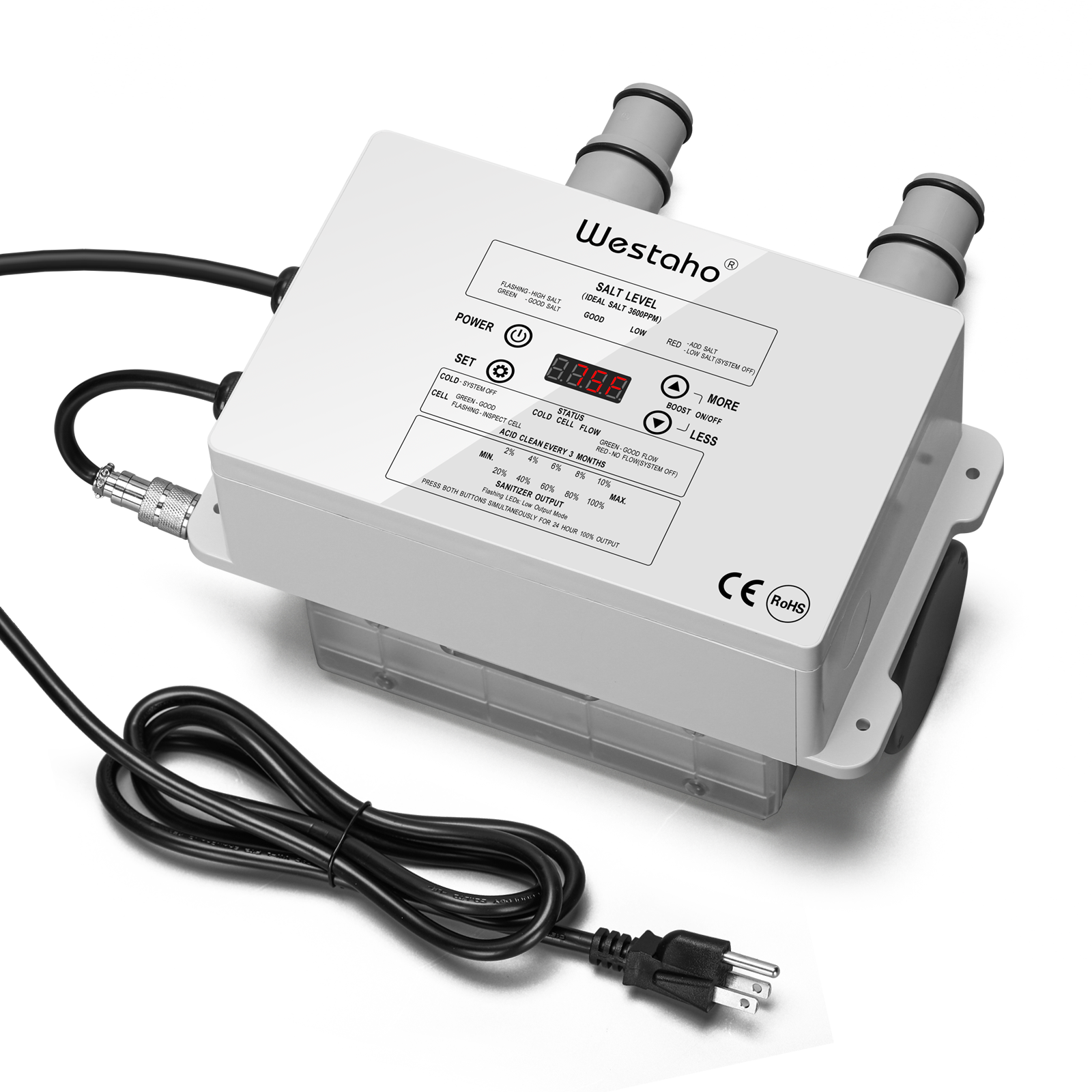 Salt Chlorine Generator, Westaho Salt Water Pool Chlorinator System with USA-Made Titanium Cells, for Above Ground Pools Up to 15,000 Gallons