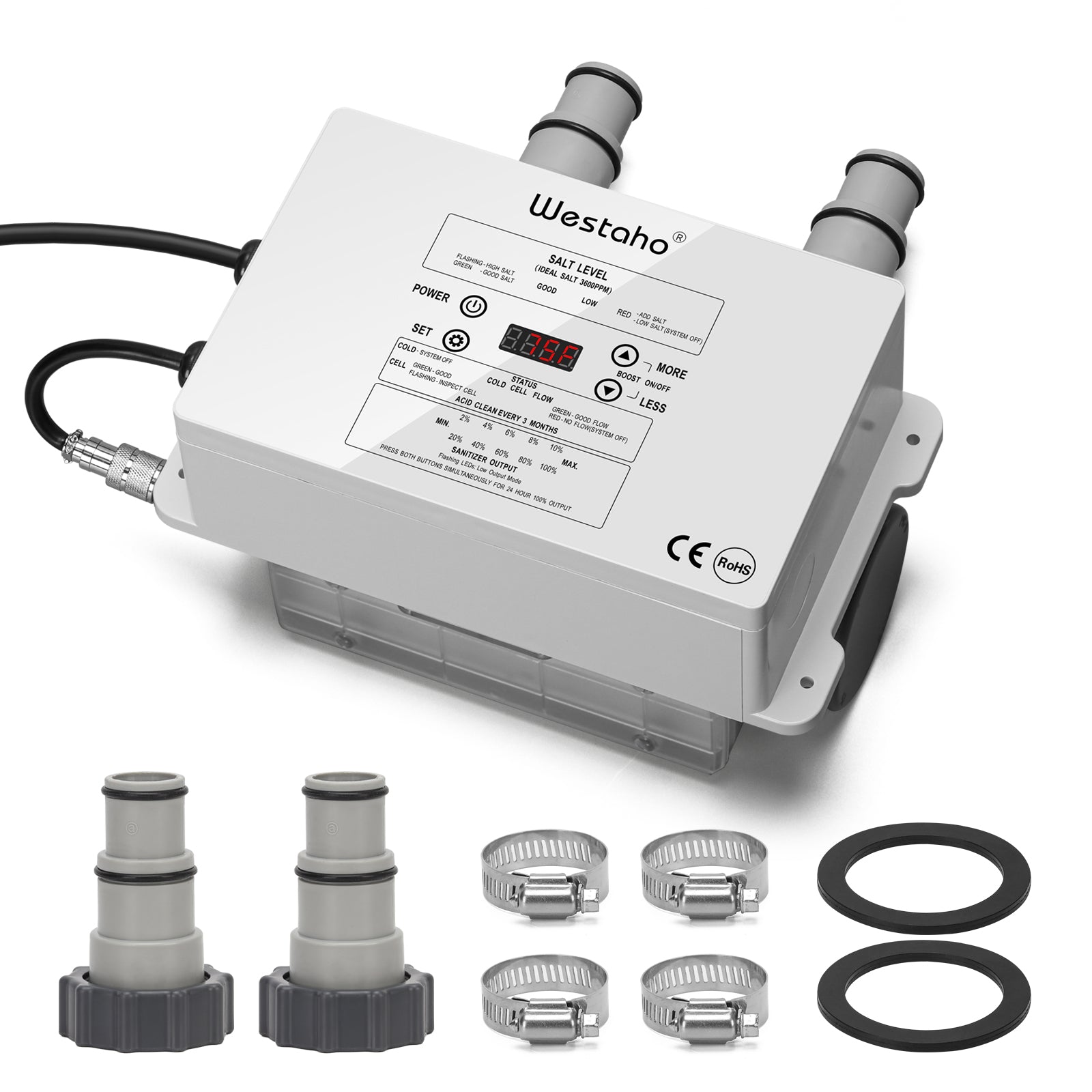 Salt Chlorine Generator, Westaho Salt Water Pool Chlorinator System with USA-Made Titanium Cells, for Above Ground Pools Up to 15,000 Gallons