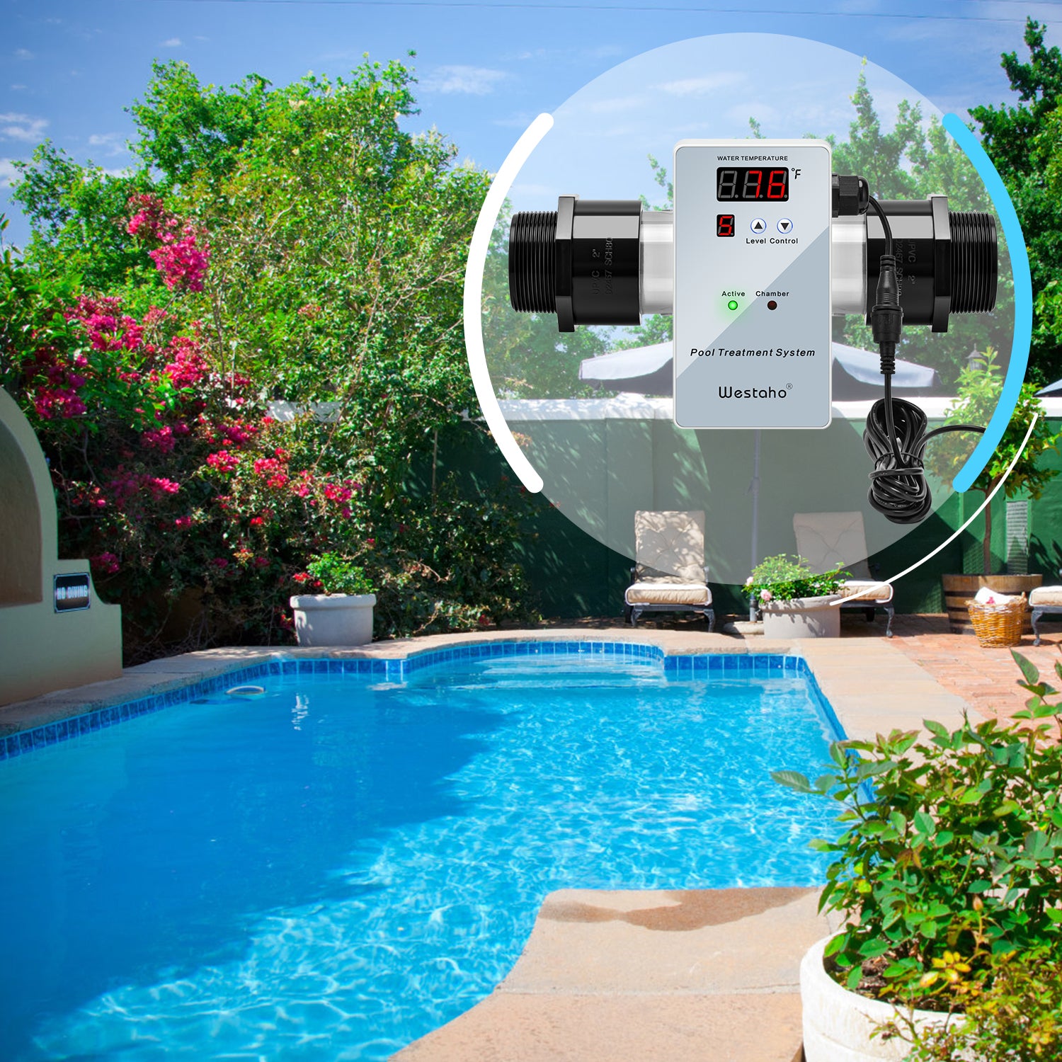 Pool Ionizer System, Westaho Pool Treatment System,Release Cu Ag, 2 Years Warranty, for In-Ground, Above-Ground Pool, Hot tub, Spa or Aquarium