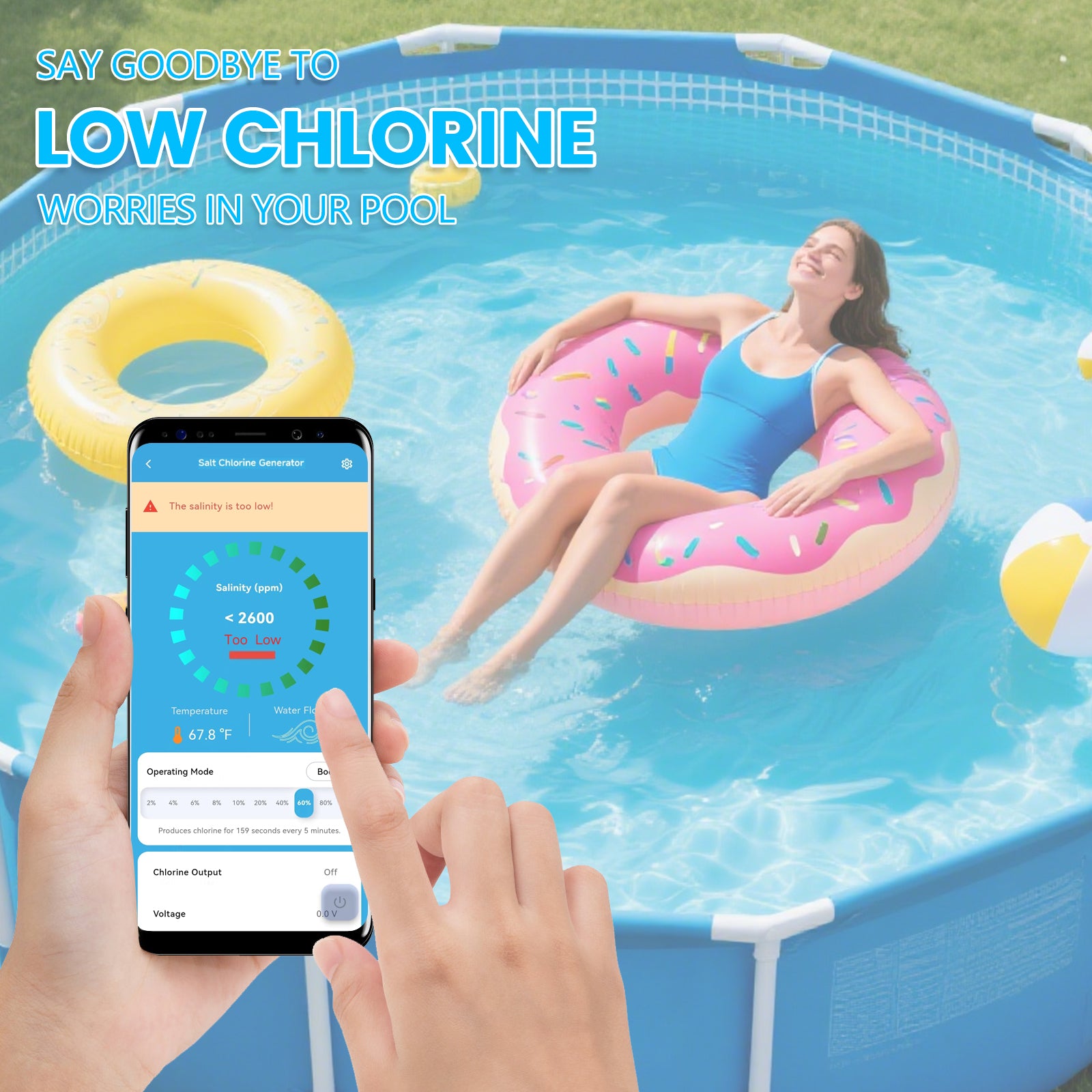 WiFi Salt Chlorine Generator, Westaho Salt Water Pool Chlorinator System with APP Remote Control, USA Titanium Salt Cell, Compatible with Intex Pool, for Above Ground Pools Up to 15,000 Gallons