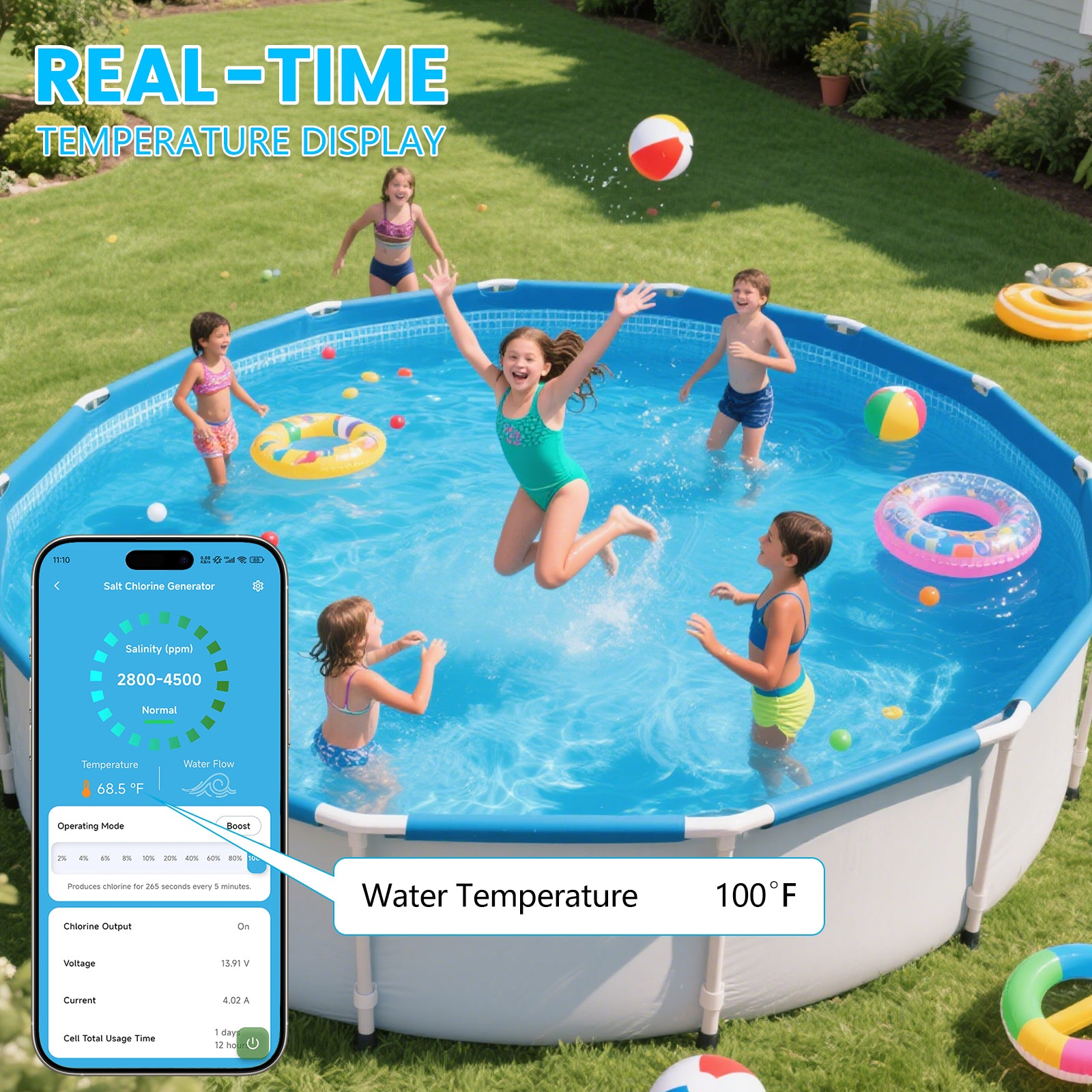 WiFi Salt Chlorine Generator, Westaho Salt Water Pool Chlorinator System with APP Remote Control, USA Titanium Salt Cell, Compatible with Intex Pool, for Above Ground Pools Up to 15,000 Gallons