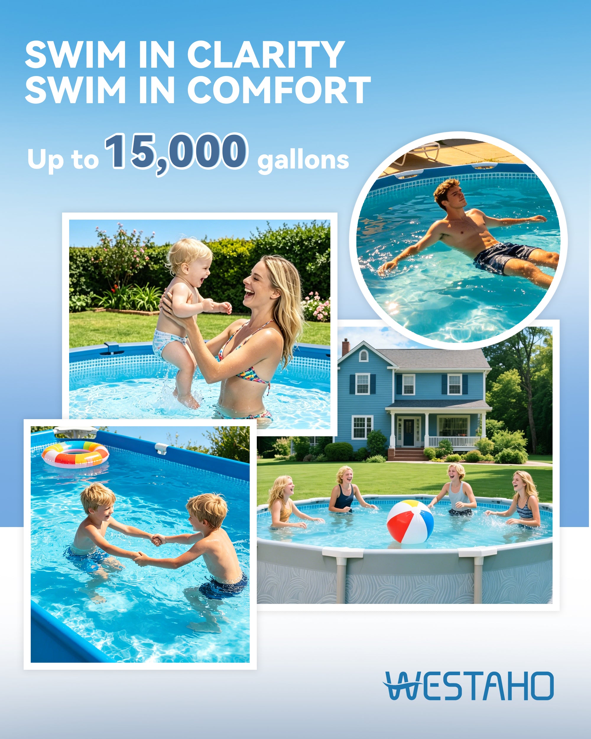 15,000 Gallons Westaho Salt Chlorine Generator with USA Titanium Cell & Waterproof Control Panel, for Above Ground Pools, Compatible with Intex Pool