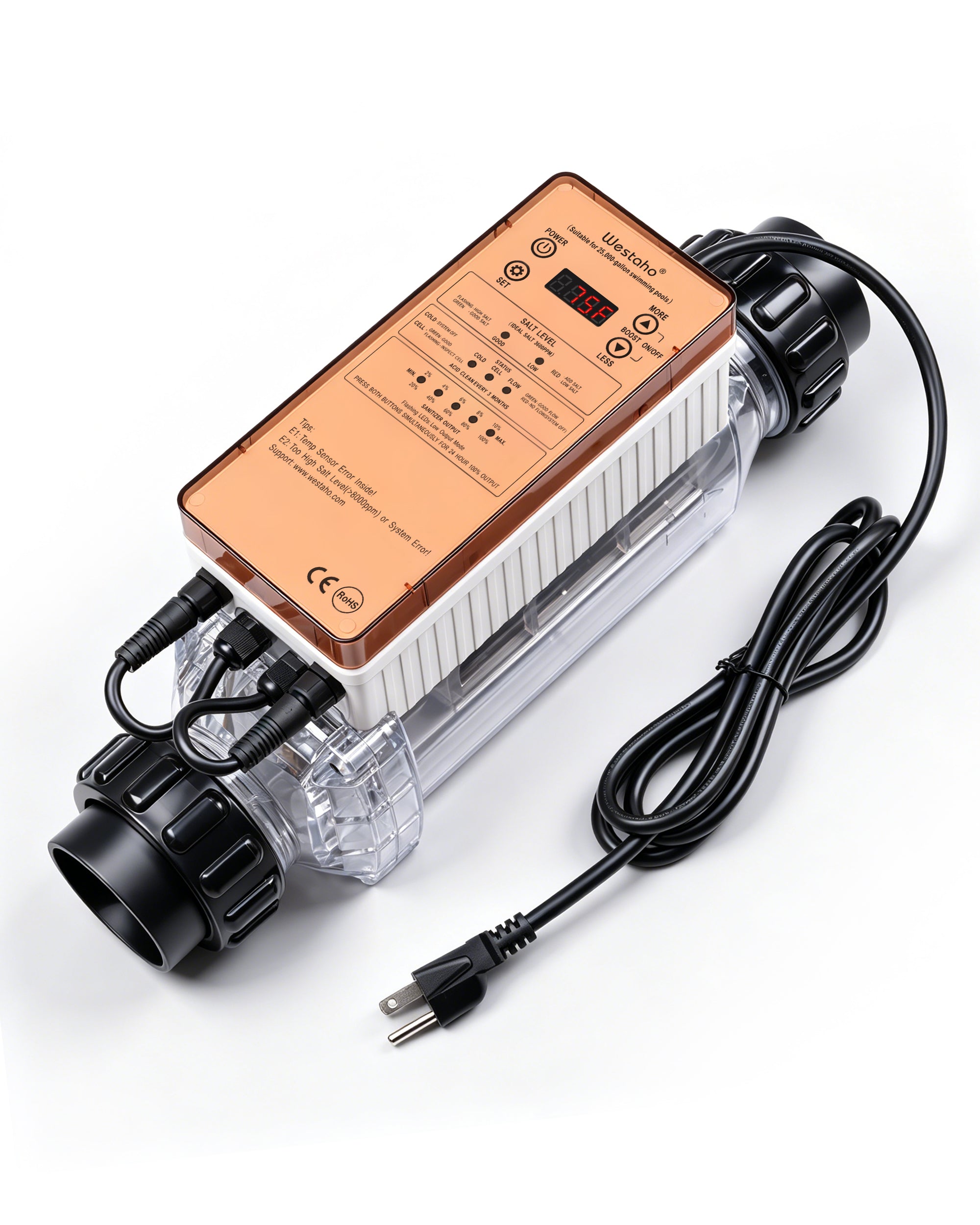 25,000 Gallons Westaho Pool Salt System for Inground Pools, Salt Chlorine Generator - USA Titanium Cell (10,000-Hour Lifespan), Compatible Replacement for Pentair Intellichlor IC20 EC-520554