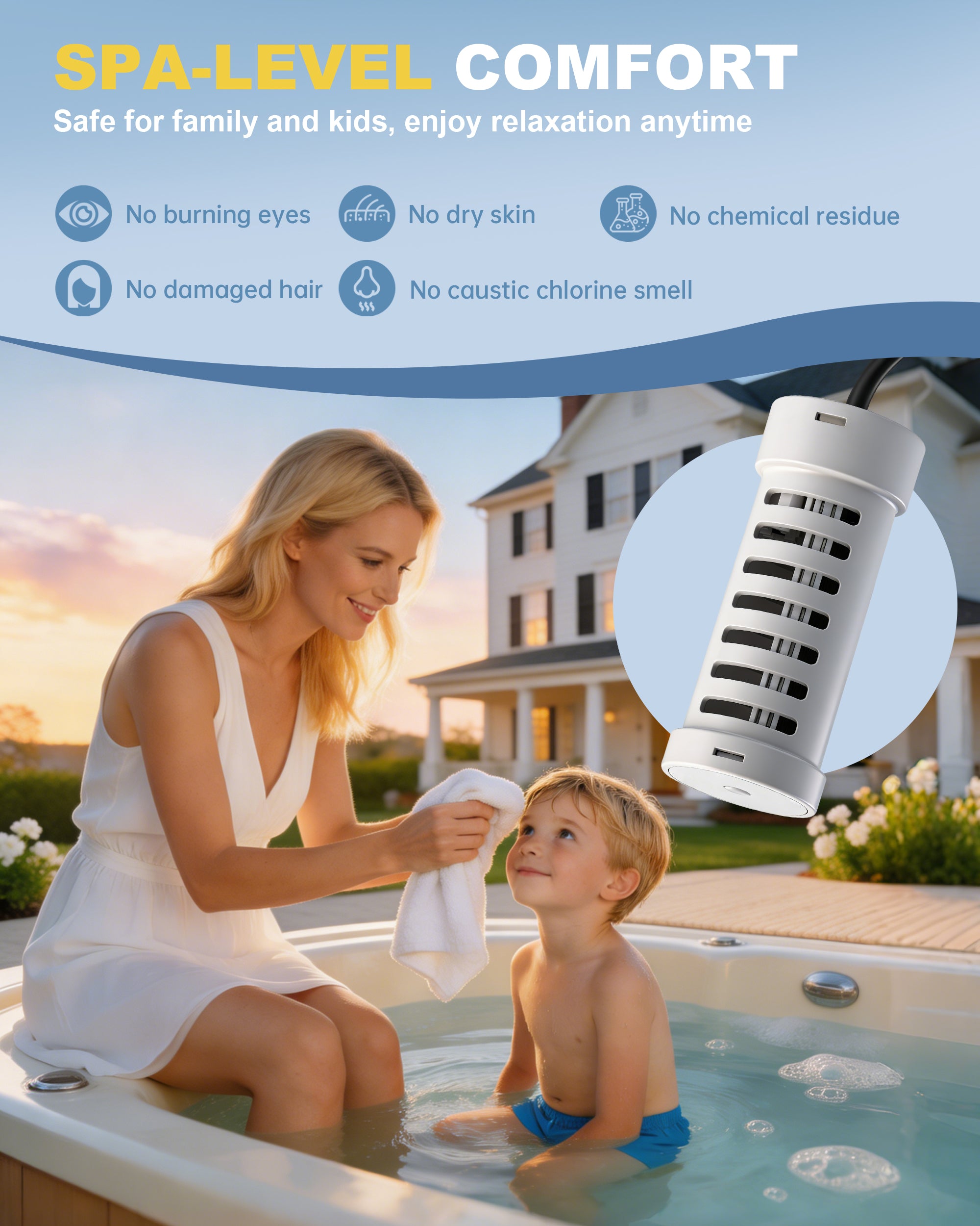 Salt Chlorine Generator, Westaho Hot Tub Salt Water Conversion Kit with USA Titanium Salt Cell, Designed for Hot Tubs & Swim Spas Up to 2200 Gallons, Chemical-Free