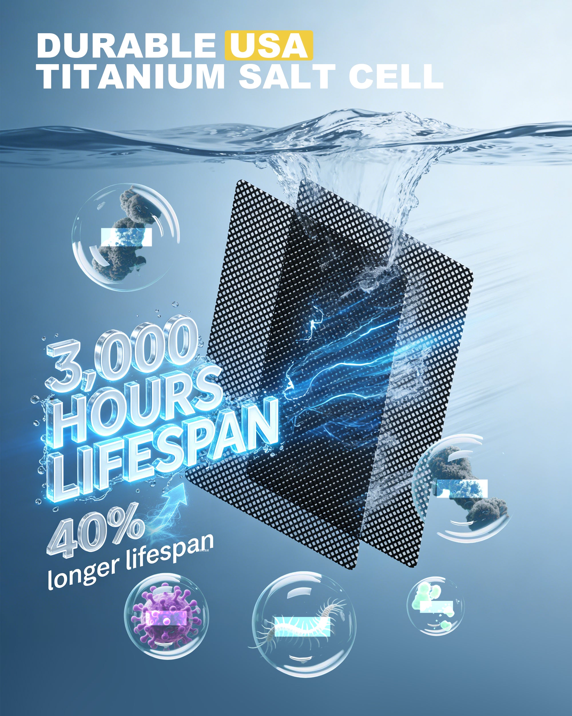 Salt Chlorine Generator, Westaho Hot Tub Salt Water Conversion Kit with USA Titanium Salt Cell, Designed for Hot Tubs & Swim Spas Up to 2200 Gallons, Chemical-Free