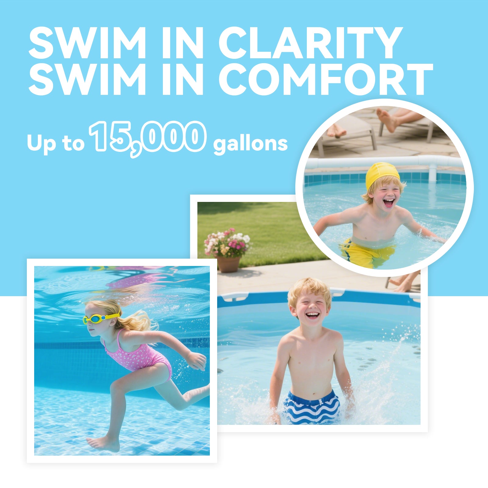 Salt Chlorine Generator & Pool Pump, Westaho Salt Water Pool Chlorinator System with Integrated Design, USA Made Titanium Cell, Designed for Above Ground Pools Up to 15,000 Gallons