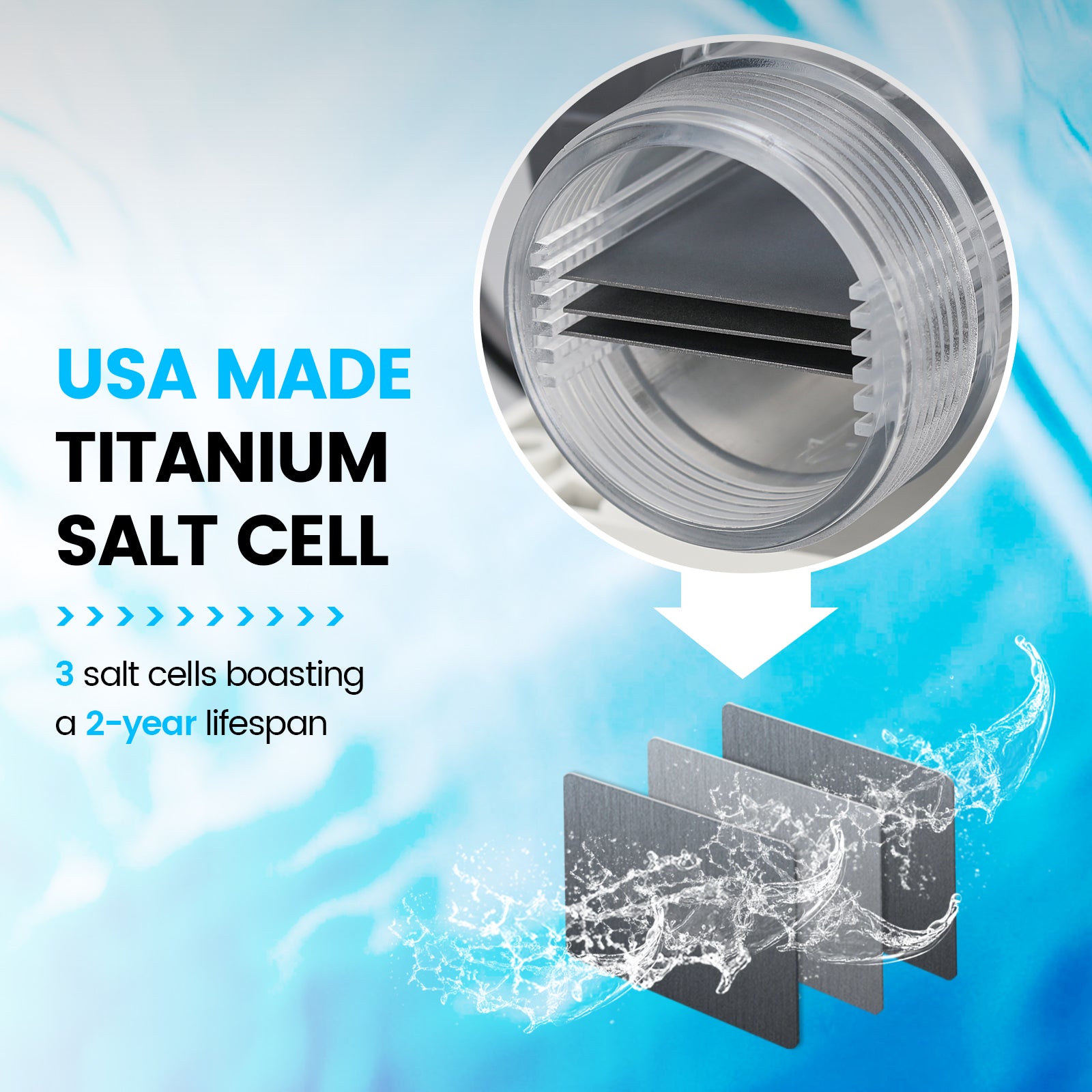 Salt Chlorine Generator, Westaho Salt Water Pool Chlorinator System with USA-Made Titanium Cells, for Above Ground Pools Up to 15,000 Gallons